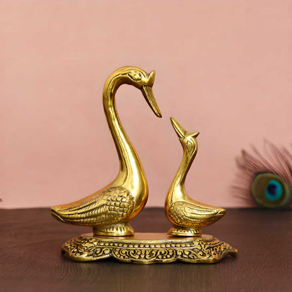 Loving Golden Swan Couple Decorative Metal Figurine