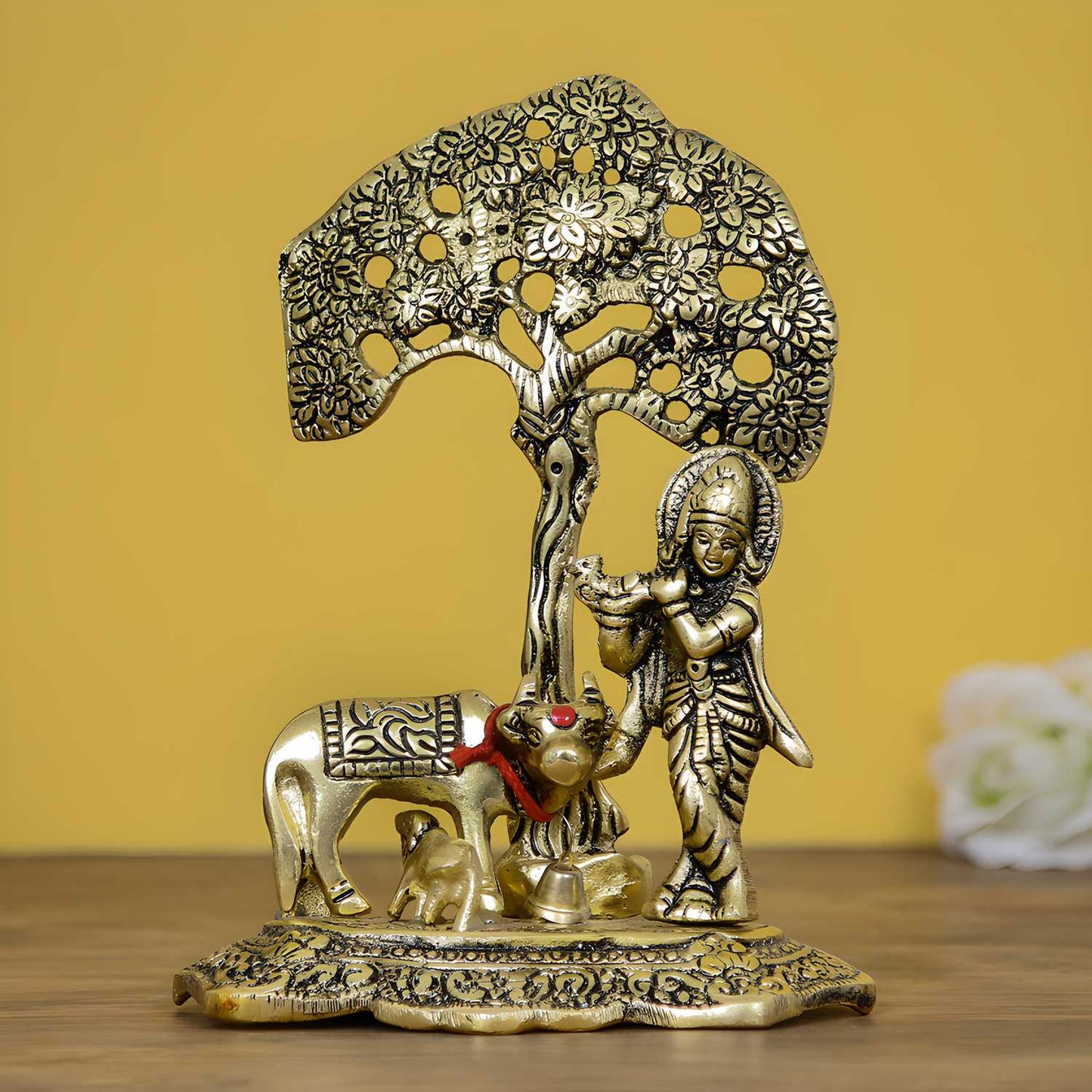 Golden Lord Krishna Decorative Showpiece