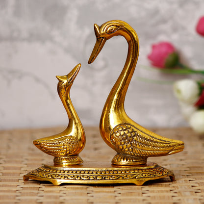 Loving Golden Swan Couple Decorative Metal Figurine