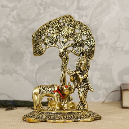 Golden Lord Krishna Decorative Showpiece