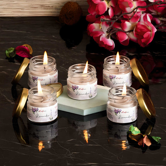 Set of 5 Lavender Scented Mini Jar Candle